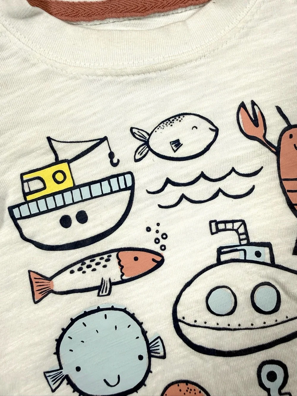 CARTERS Baby Boys White Ocean Sea Life Graphic T-Shirt 100% Cotton Size 6 Month